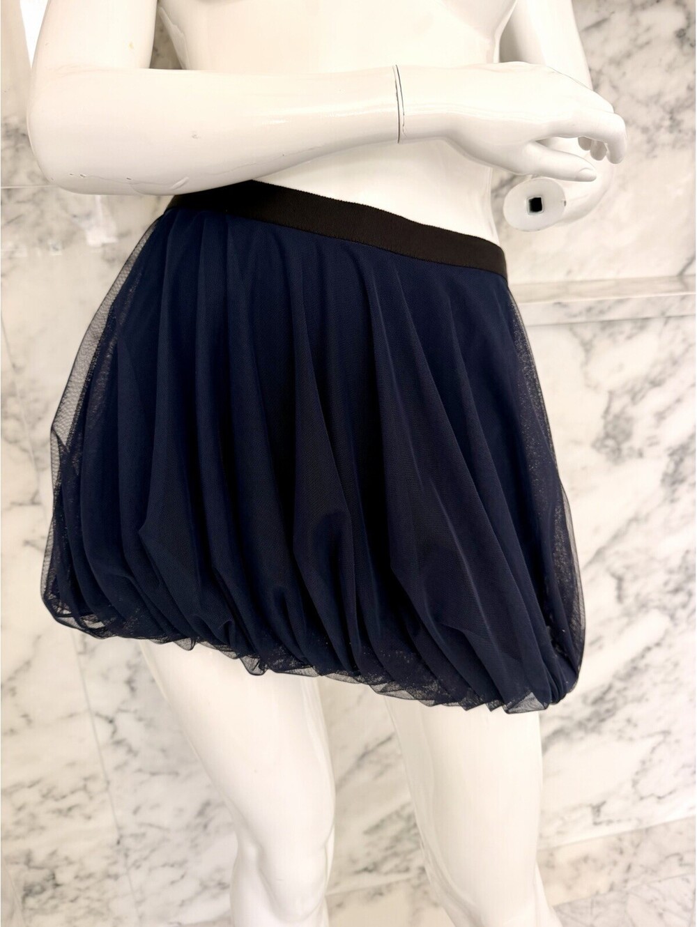 Haute Hippie Nude Twilight Navy Blue Tulle Bubble Mini Skirt Silk Size M NWT - Picture 7 of 9